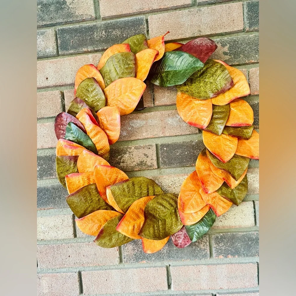 Fall Magnolia Leaves Wreath, 22”